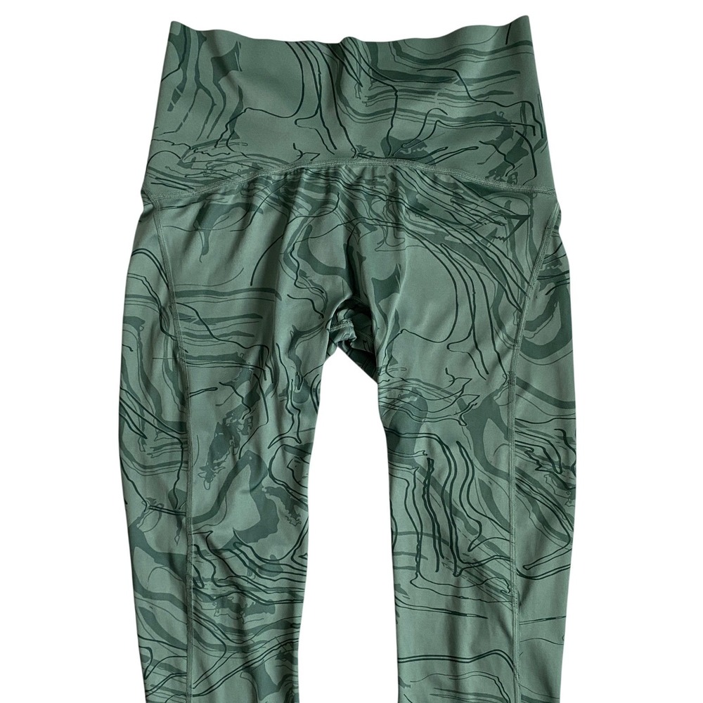 Gymshark Wmns Power Support High Waisted Scrunch Bum Legging Green Marble Print - Picture 3 of 10